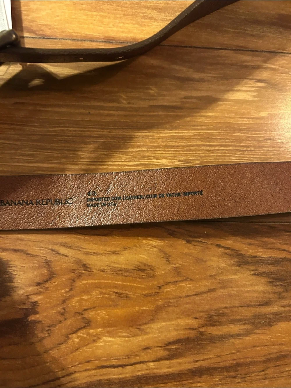 Banana Republic Cognac Brown Leather Belt with Antique Brass Buckle size 40